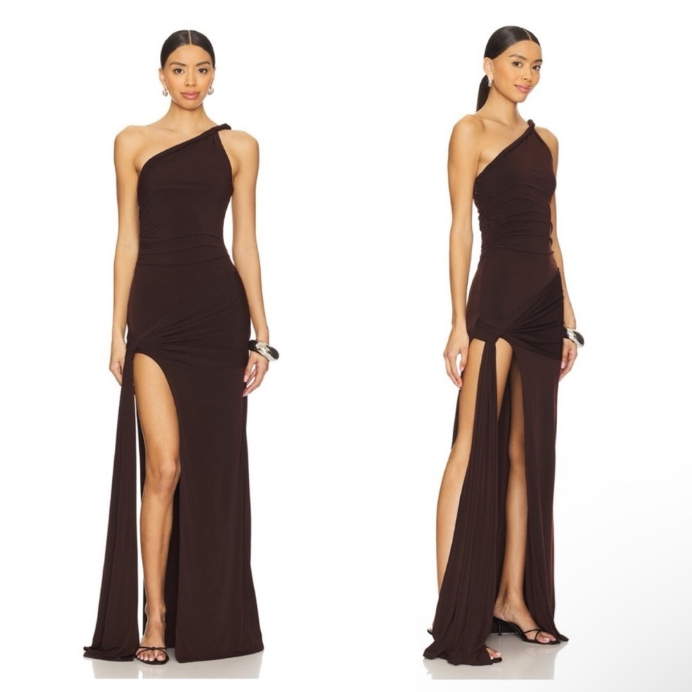 Lovers and Friends Sabrina Gown in Espresso Brown